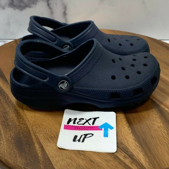 Crocs Womens Navy Blue Comfort Waterproof Cut Out Classic Slip On Clogs Size 7 - Picture 3 of 8